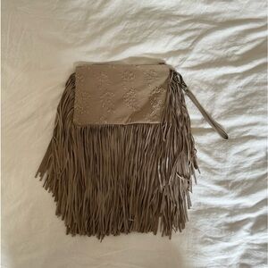 Barbara Bonner Suede Leather Fringe Clutch